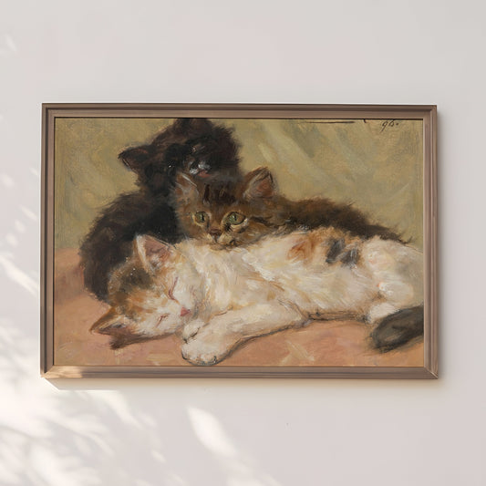 Henriette Ronner-Knip - Kittens, oil, cute antique painting vintage, animal lover gift, Printable art instant download, SKU  247HRK