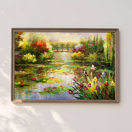 Claude Monet - Colorful Water Lily, Impressionism, original antique painting oil, vintage, Printable art instant download, SKU  242CM