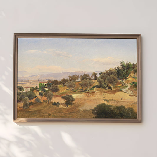 Anders Christian Lunde - Italian Landscape Narni , antique painting , oil vintage Printable art instant download , SKU 239ACL