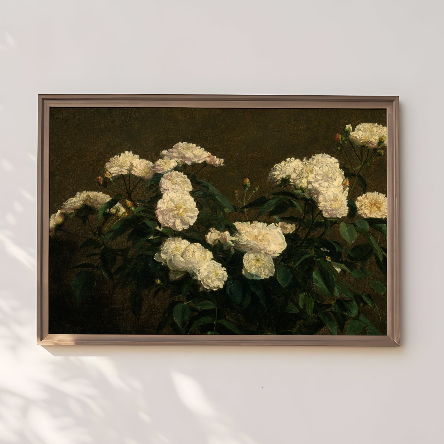 Flowers, Henri Fantin-Latour - Still Life of White Roses, original antique painting, oil vintage, Printable art instant download, SKU 220HFL