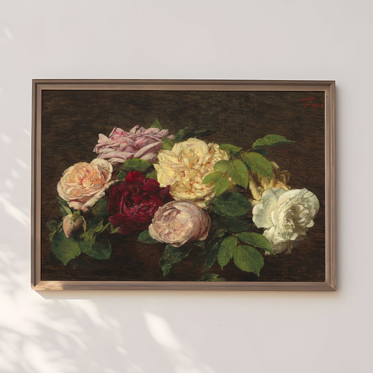Still-life Flowers, Henri Fantin-Latour - Roses on Table, original antique painting, oil vintage, Printable art instant download, SKU 218HFL