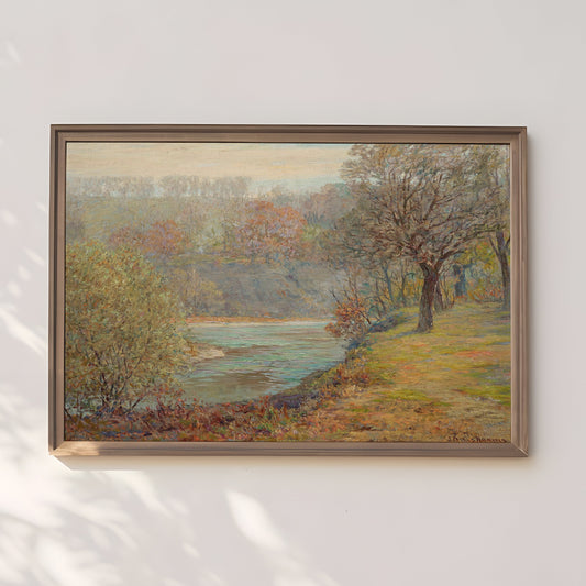 Landscape, John Ottis Adams - Late Autumn, Impressionism, antique painting, oil, vintage, Printable art instant download, SKU  203JOA