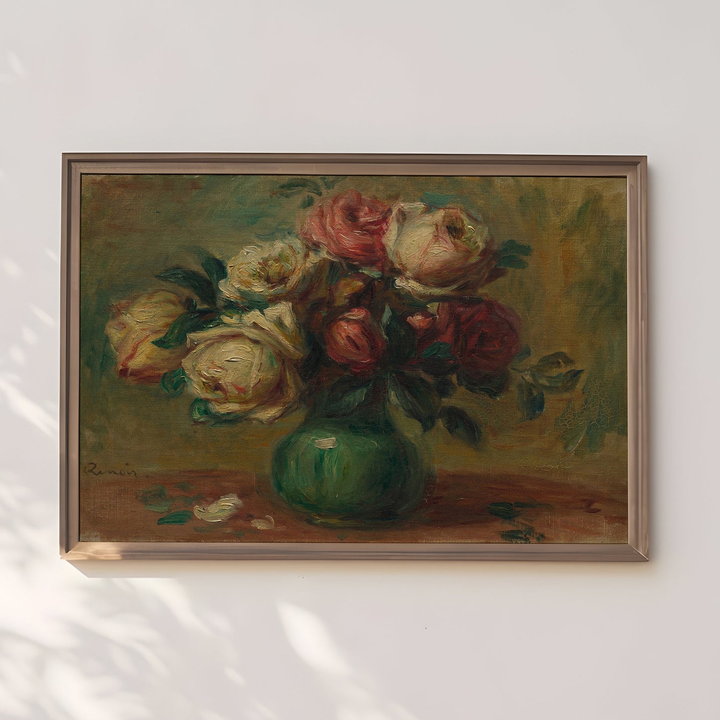 Roses in a Vase - Renoir, French Impressionism, original antique painting, oil, vintage, Printable art instant download, SKU  198PAR