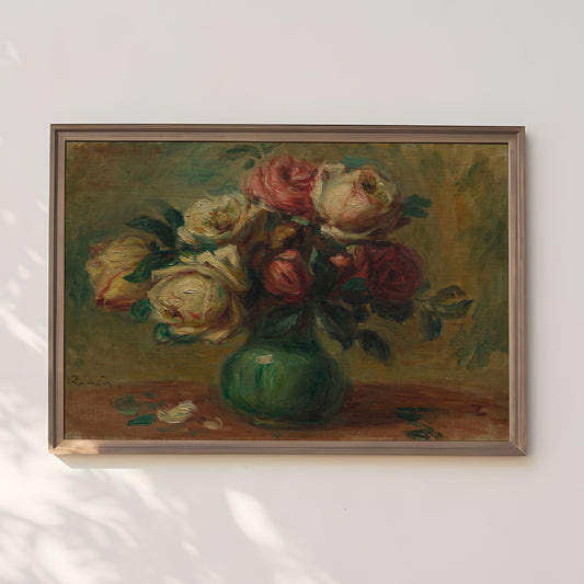 Roses in a Vase - Renoir, French Impressionism, original antique painting, oil, vintage, Printable art instant download, SKU  198PAR