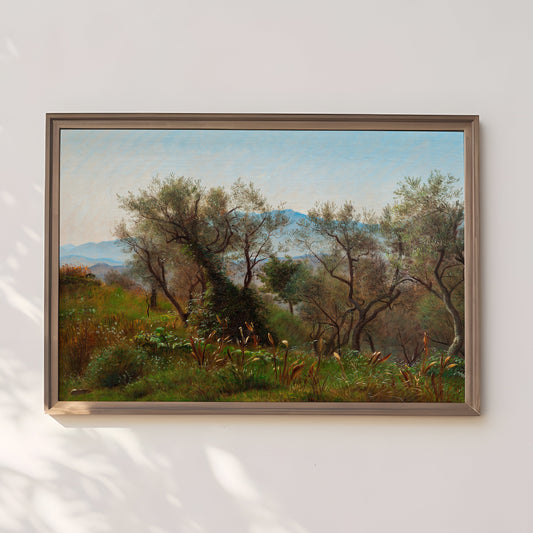 Peter Skovgaard, Olive Trees, Rustic landscape, original antique painting oil, vintage, Printable art instant download, SKU K_PCS.13