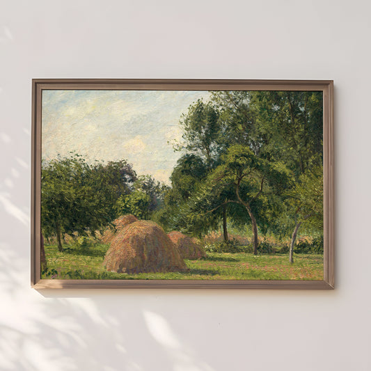 Camille Pissarro, Haystacks, Impressionism, original antique painting, oil, vintage, Printable art instant download, SKU  K_CP.4