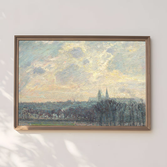 Camille Pissarro Winter Afternoon, Impressionism, original antique painting oil, vintage, Printable art  instant download, SKU  KCP1