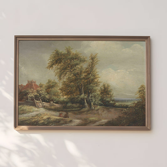 Dutch Rustic landscape, Jan Vermeer van Haarlem, original antique painting, oil, vintage, Printable art instant download, SKU  154-JVH