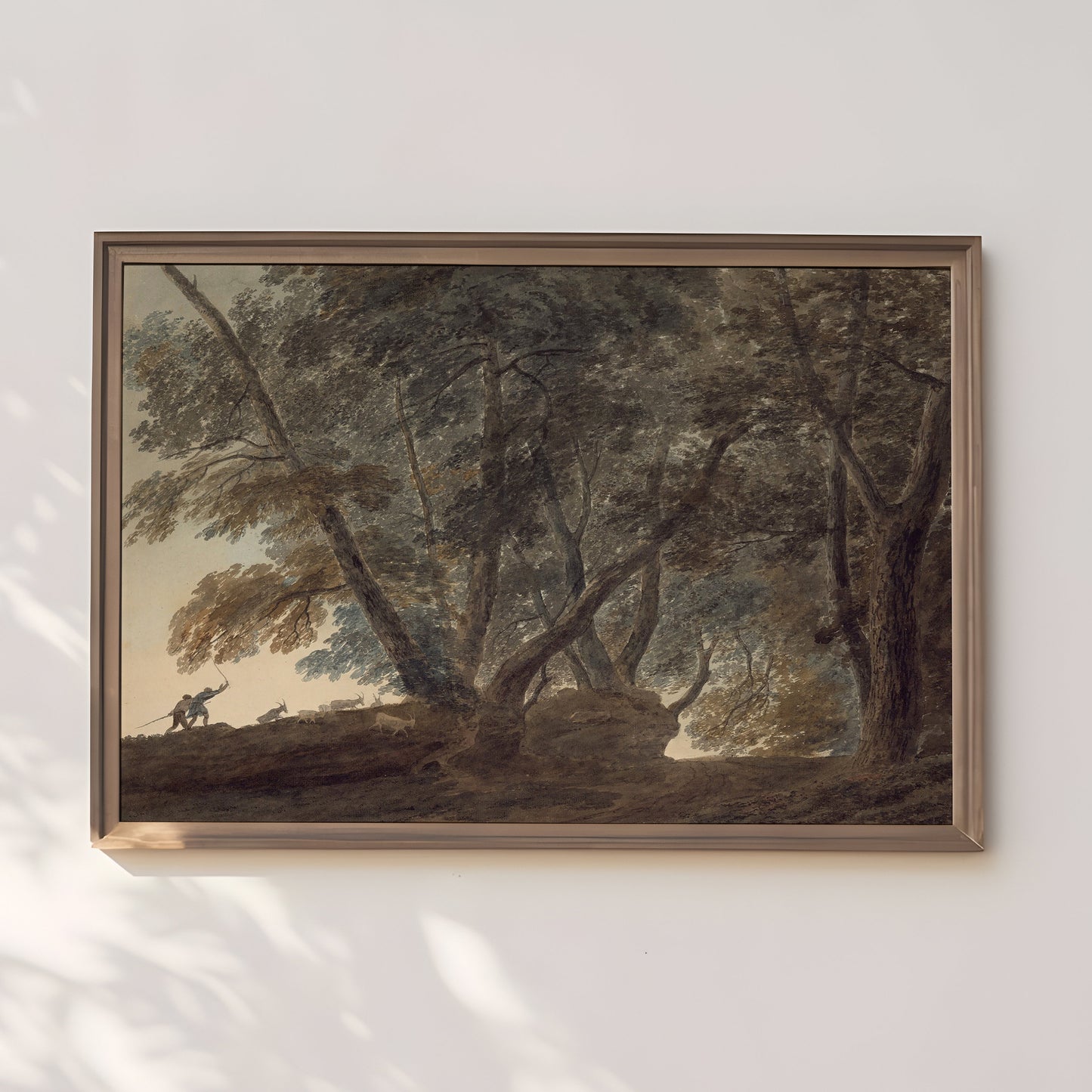 John Robert Cozens - The goatherd, original antique painting, watercolour, vintage, Printable art instant download, SKU  150-JRC
