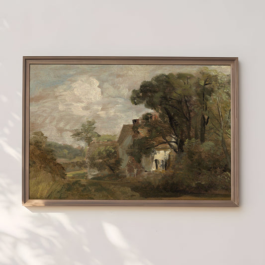 John Constable - Willy Lott House, Landscape,  original antique painting, oil, vintage, Printable art instant download, SKU  147-JC