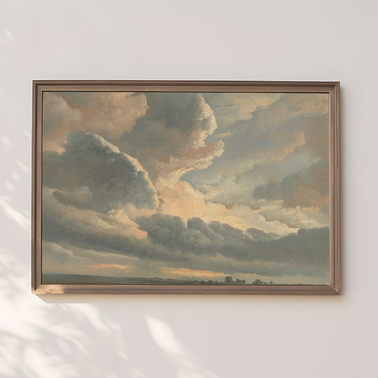 Simon Denis - Clouds with a Sunset near Rome, original antique painting, oil, vintage, Printable art instant download, SKU  143-SACD