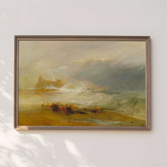 William Turner - Seascape original antique oil painting  vintage, Printable art  instant download, Wreckers, SKU  266JMW