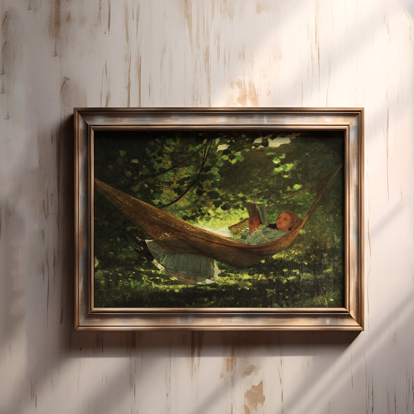 Winslow Homer - Woman in Hammock , 19th century original antique oil figure painting , vintage Printable art instant download , SKU 281WH