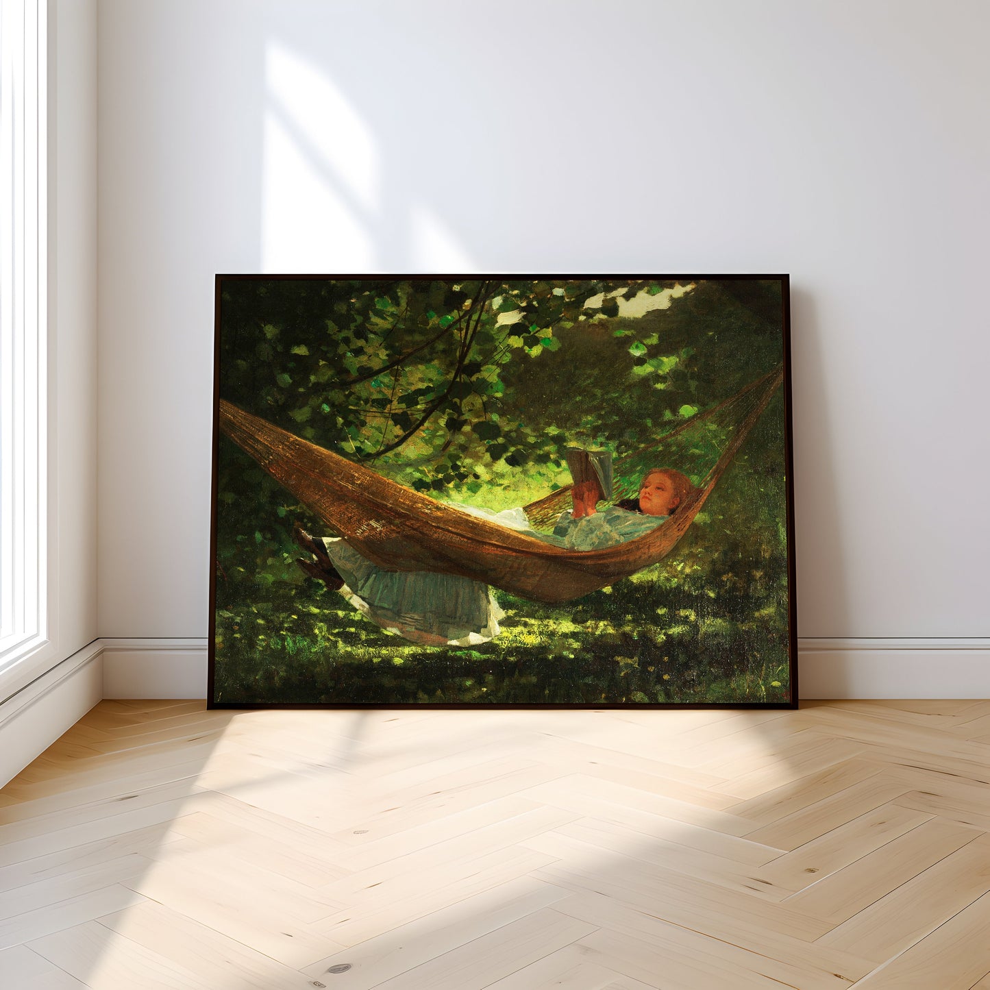 Winslow Homer - Woman in Hammock , 19th century original antique oil figure painting , vintage Printable art instant download , SKU 281WH