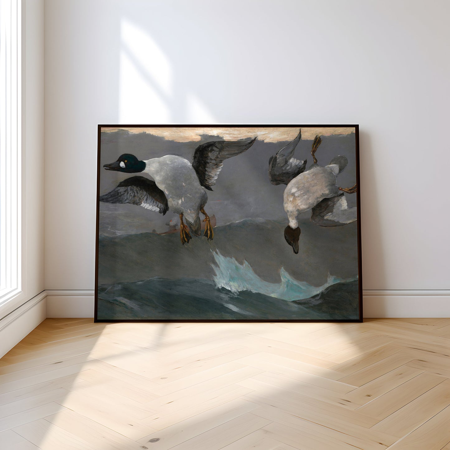 Winslow Homer - Ducks Goldeneye, 19th century, watercolour original vintage painting, antique Printable art instant download,  SKU  283WH