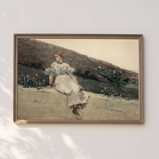 Winslow Homer - Woman , 19th century original antique watercolour figure painting , vintage Printable art instant download , SKU 285WH