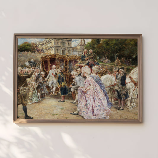 Juan Pablo Salinas - arrival of Prince , original antique oil figure painting , vintage Printable art instant download , SKU 290JPS