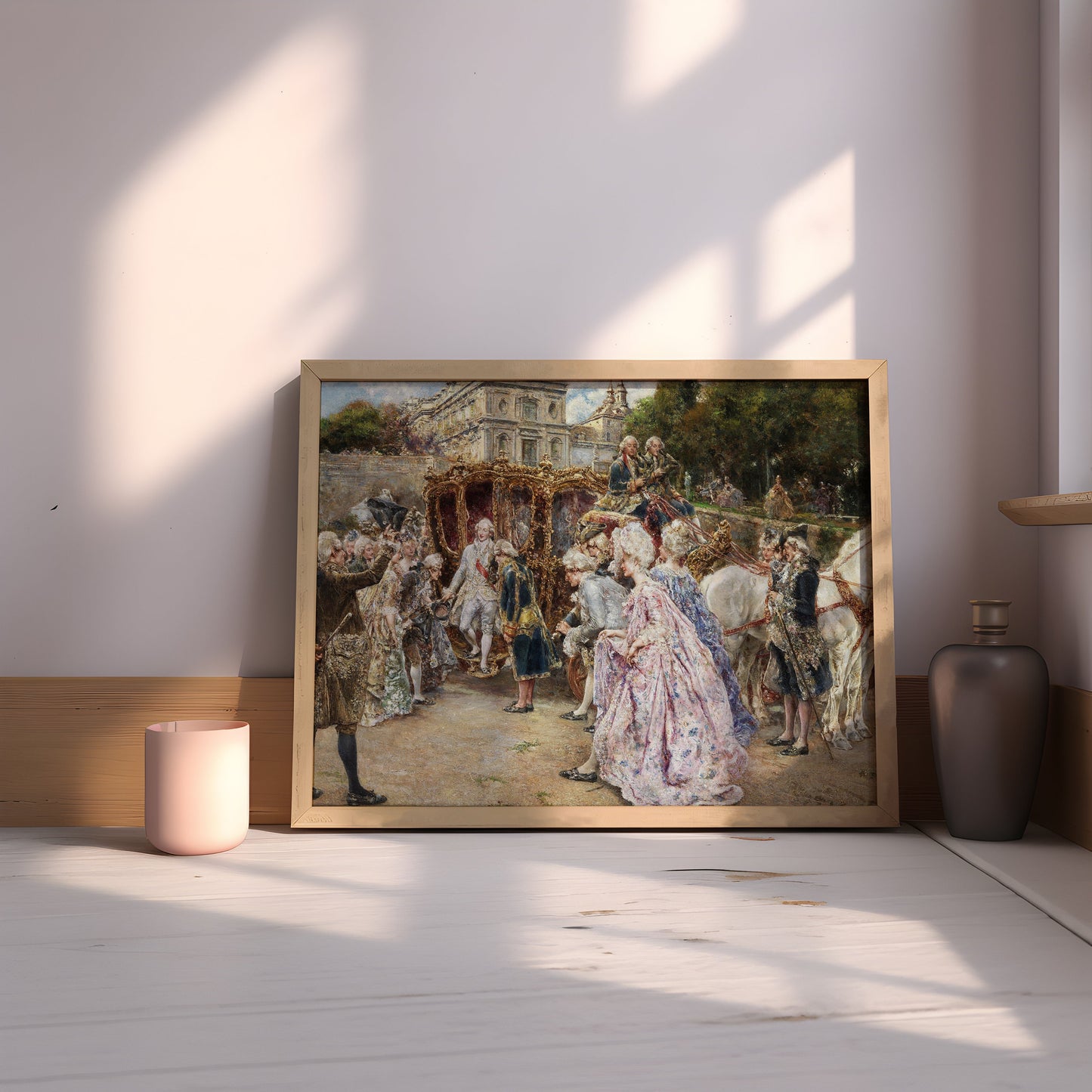 Juan Pablo Salinas - arrival of Prince , original antique oil figure painting , vintage Printable art instant download , SKU 290JPS