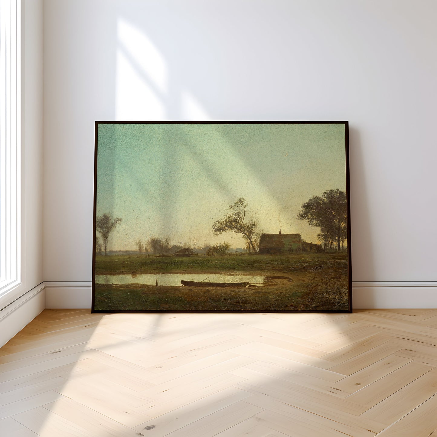 John Murphy - Rustic Landscape , 19th century Original antique painting , vintage Printable art instant download , SKU 291JFM