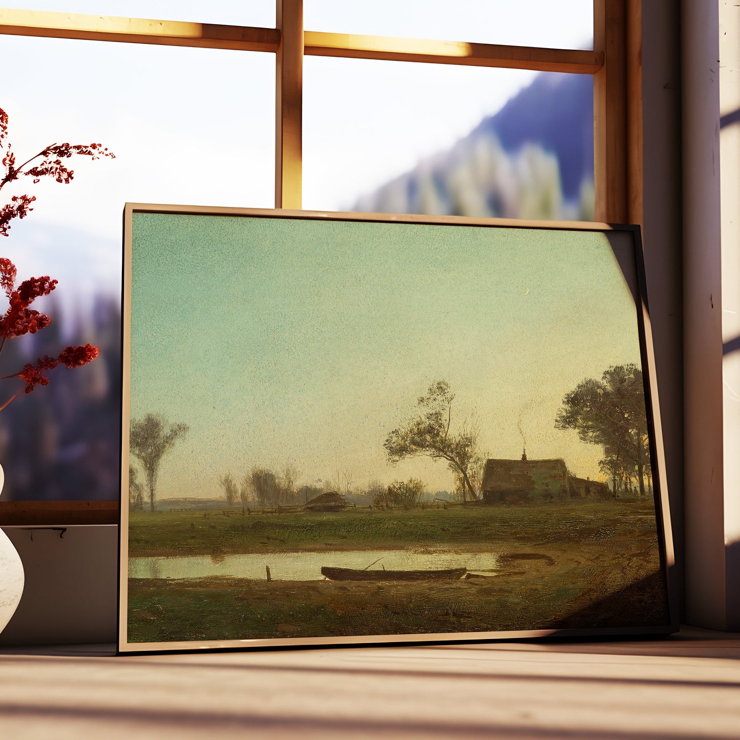 John Murphy - Rustic Landscape , 19th century Original antique painting , vintage Printable art instant download , SKU 291JFM
