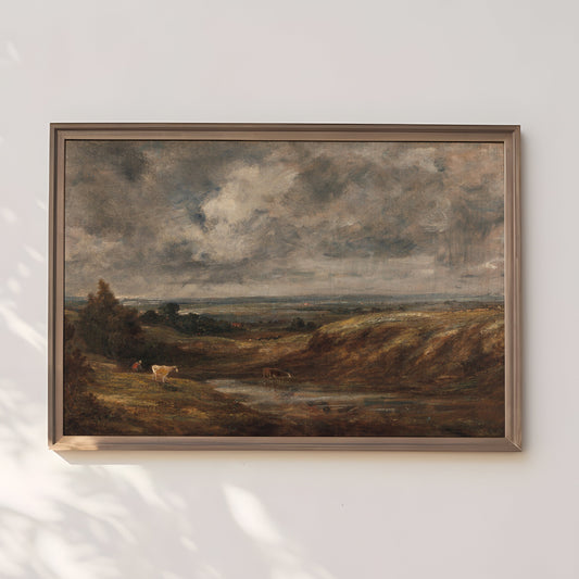 John Constable  - Original vintage painting , Rustic Landscape 19th century , antique  Printable  fine art instant download , SKU 293JC