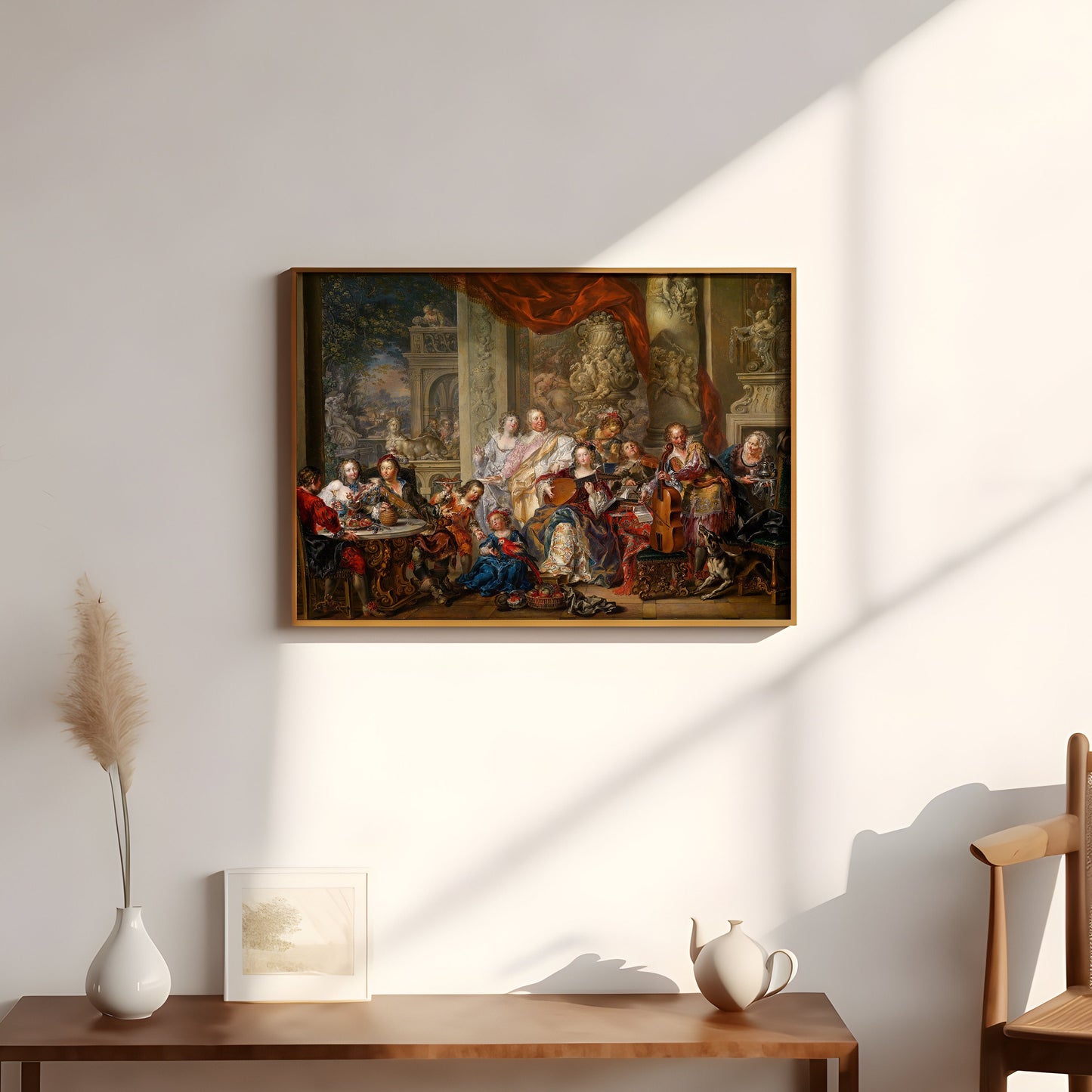 Platzer - Concert at Palace , original vintage oil figure painting , antique Printable art instant download , SKU 296JGP