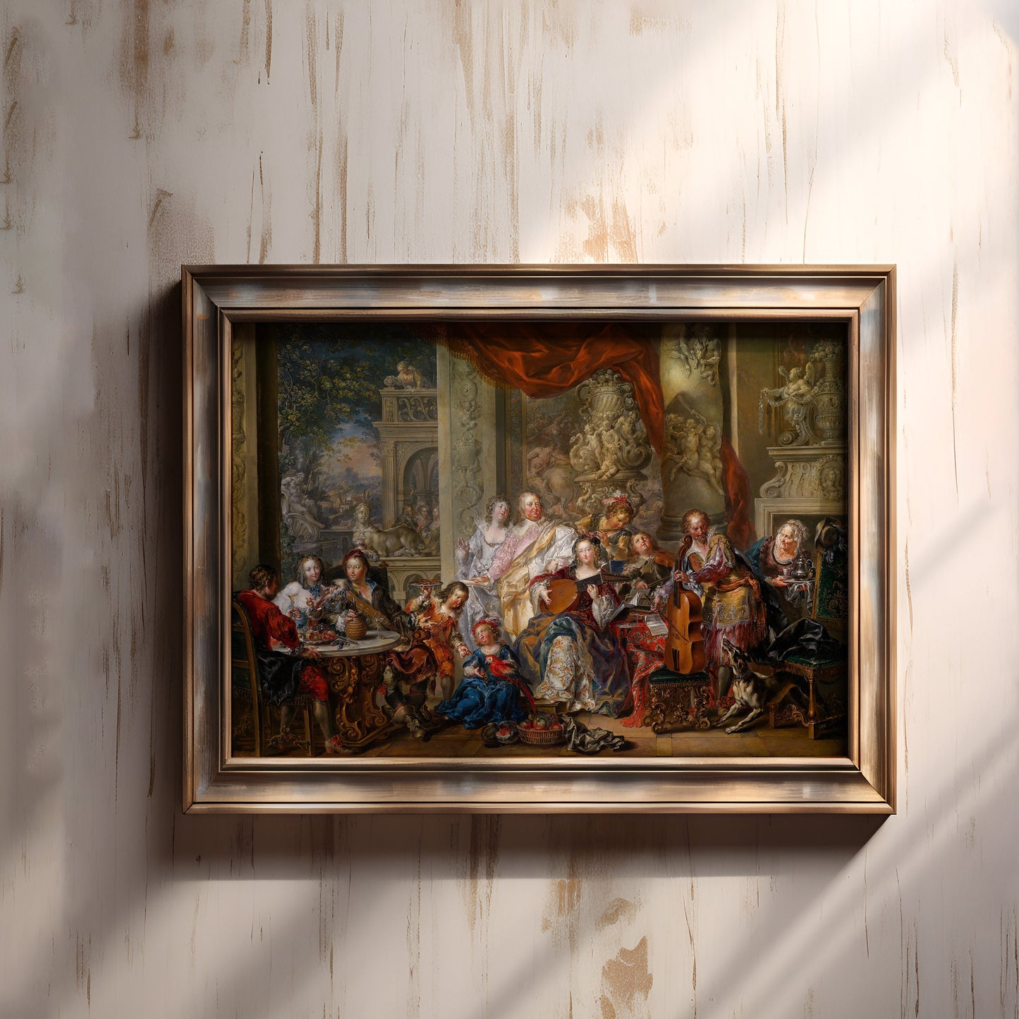 Platzer - Concert at Palace , original vintage oil figure painting , antique Printable art instant download , SKU 296JGP