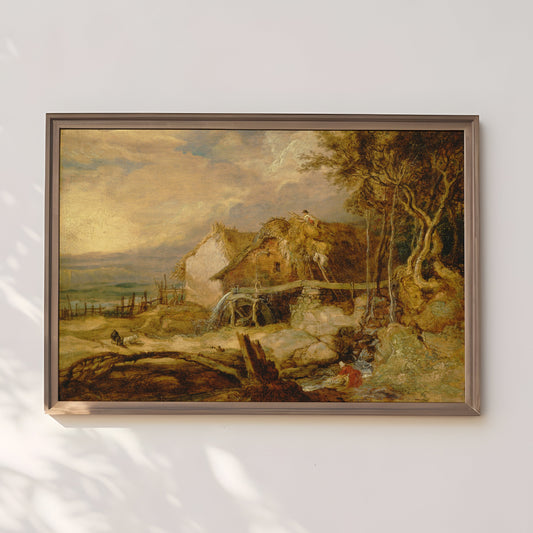 James Ward - Mill , Rustic Landscape Original vintage painting , Printable fine art instant download , SKU  299JW