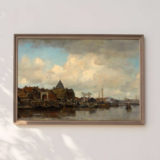 River Landscape, Jacob Maris - Boats, Original vintage painting, Printable fine art  instant download,  SKU  300JW