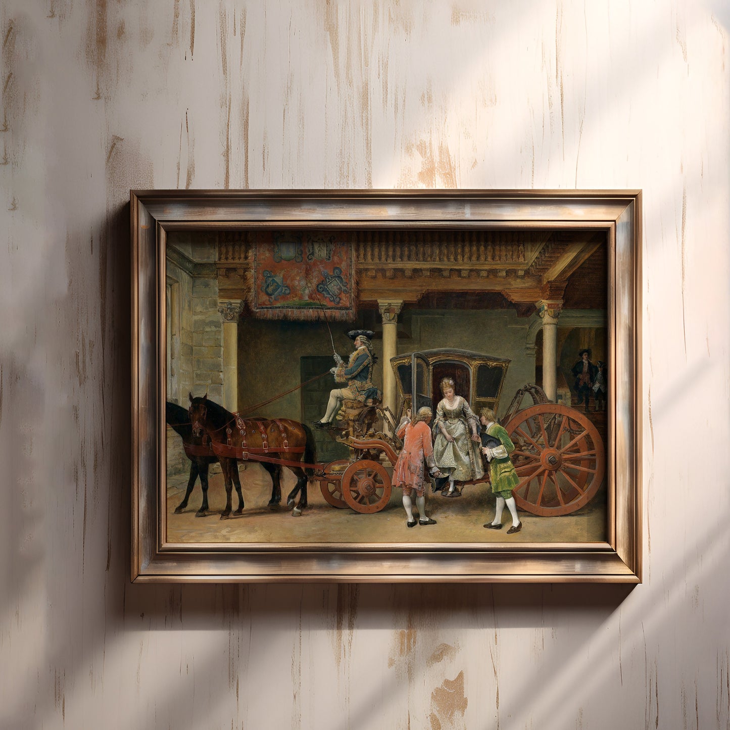 Escosura - Lady's Visit , original vintage oil figure painting , antique Printable art instant download , SKU 301ILE
