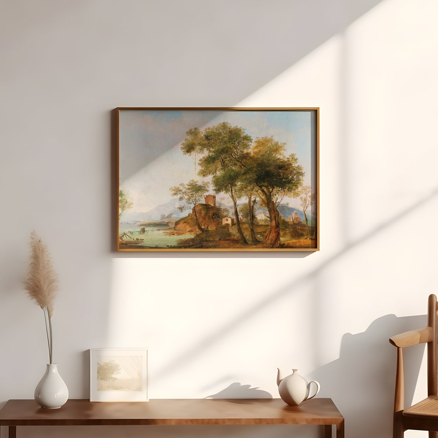Giuseppe Bernardino Bison - Bucolic River Landscapes , Original vintage painting , Printable fine art instant download , SKU 303GBB