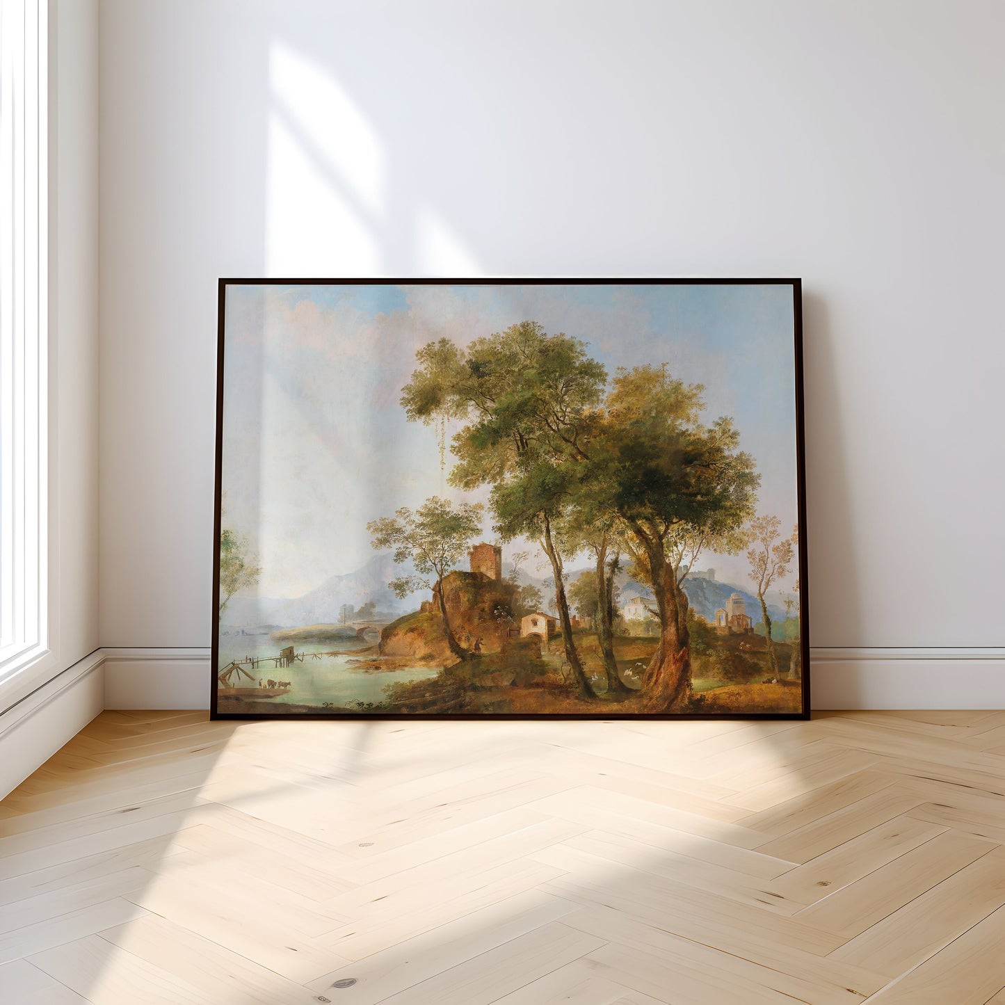 Giuseppe Bernardino Bison - Bucolic River Landscapes , Original vintage painting , Printable fine art instant download , SKU 303GBB