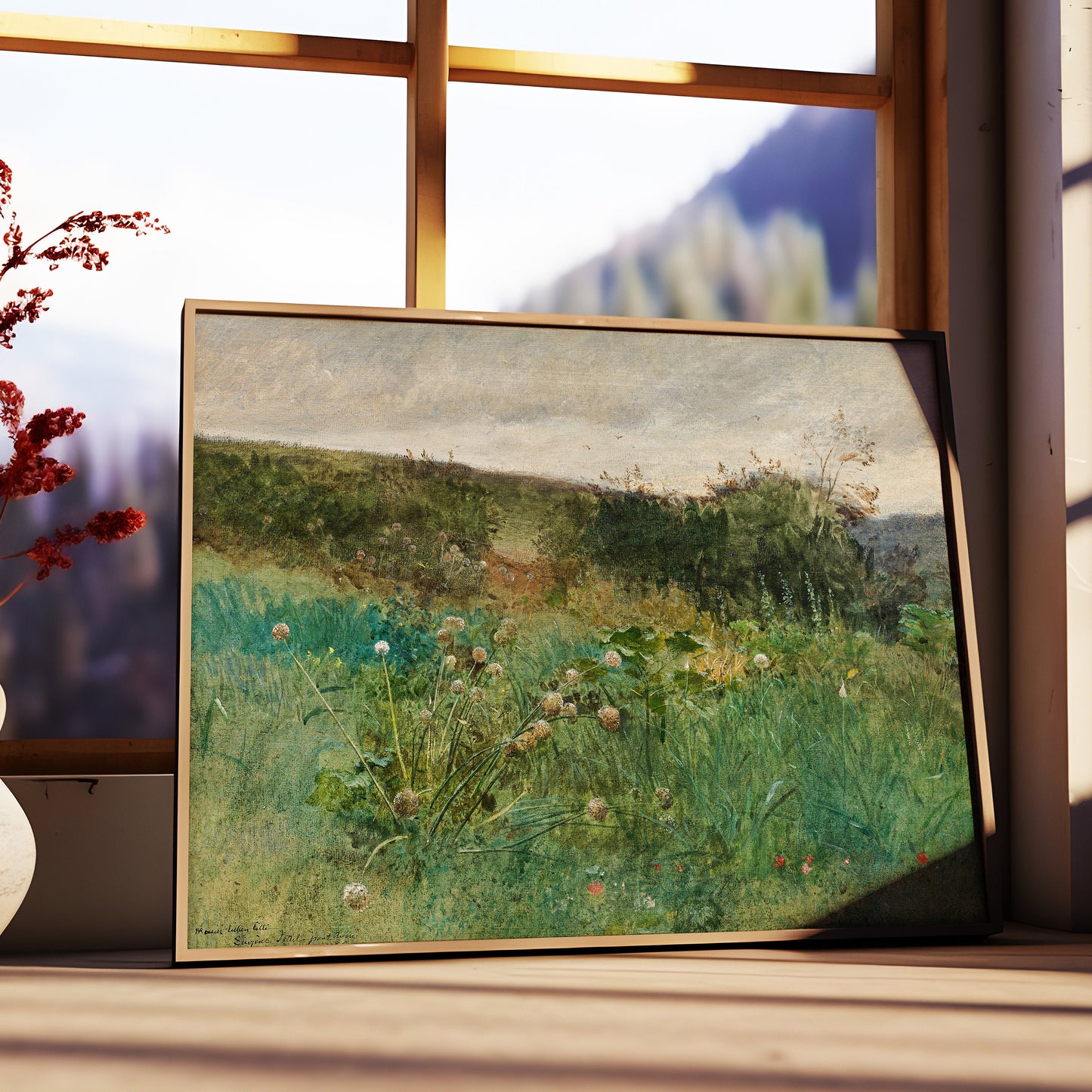 Rustic Landscape , Eugen Jettel - Meadow , Original vintage painting , antique Printable fine art instant download , SKU 304EJ