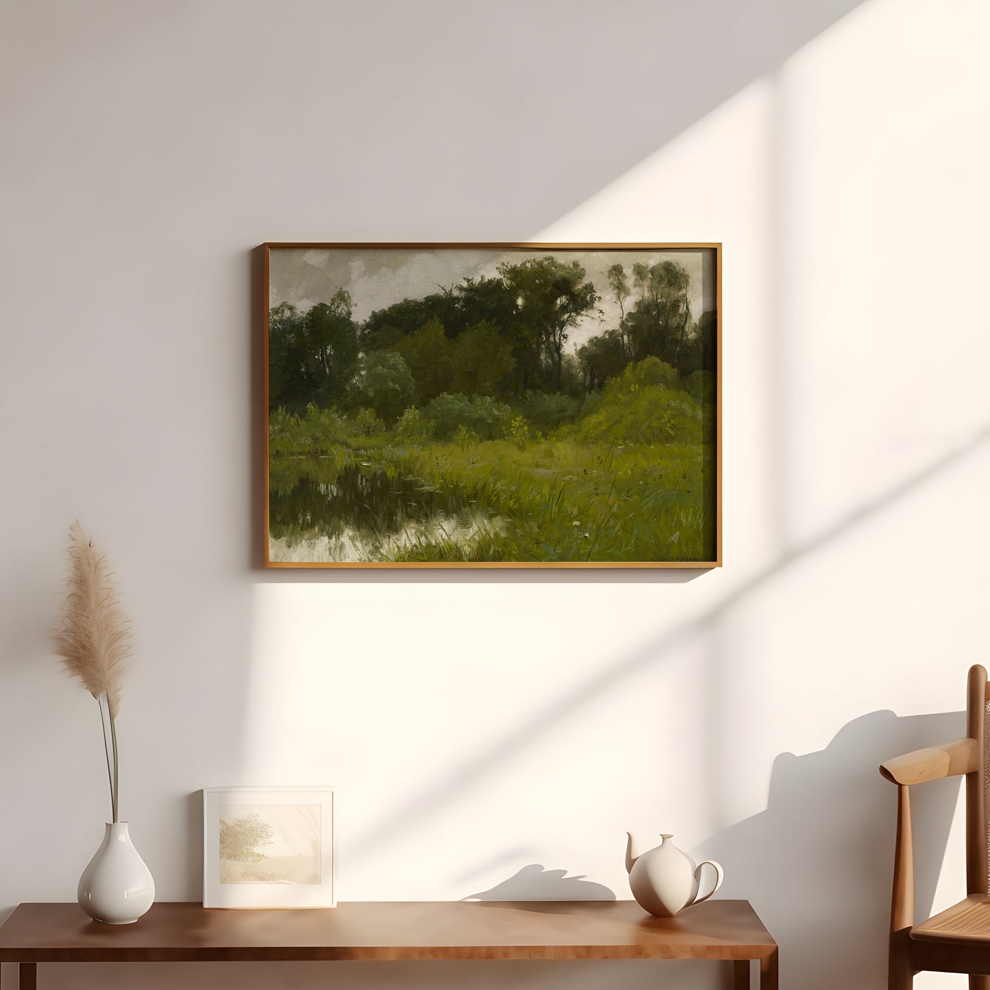 Rustic Landscape - Alexis Jean Fournier , 19th century Original antique painting , vintage Printable fine art instant download , SKU 312AJF