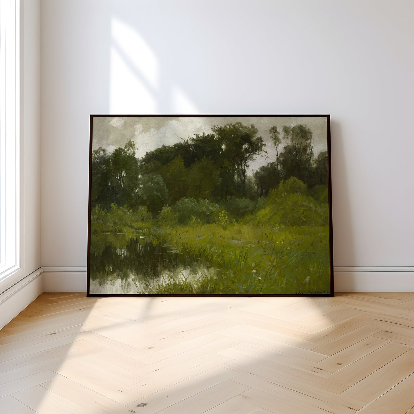 Rustic Landscape - Alexis Jean Fournier , 19th century Original antique painting , vintage Printable fine art instant download , SKU 312AJF