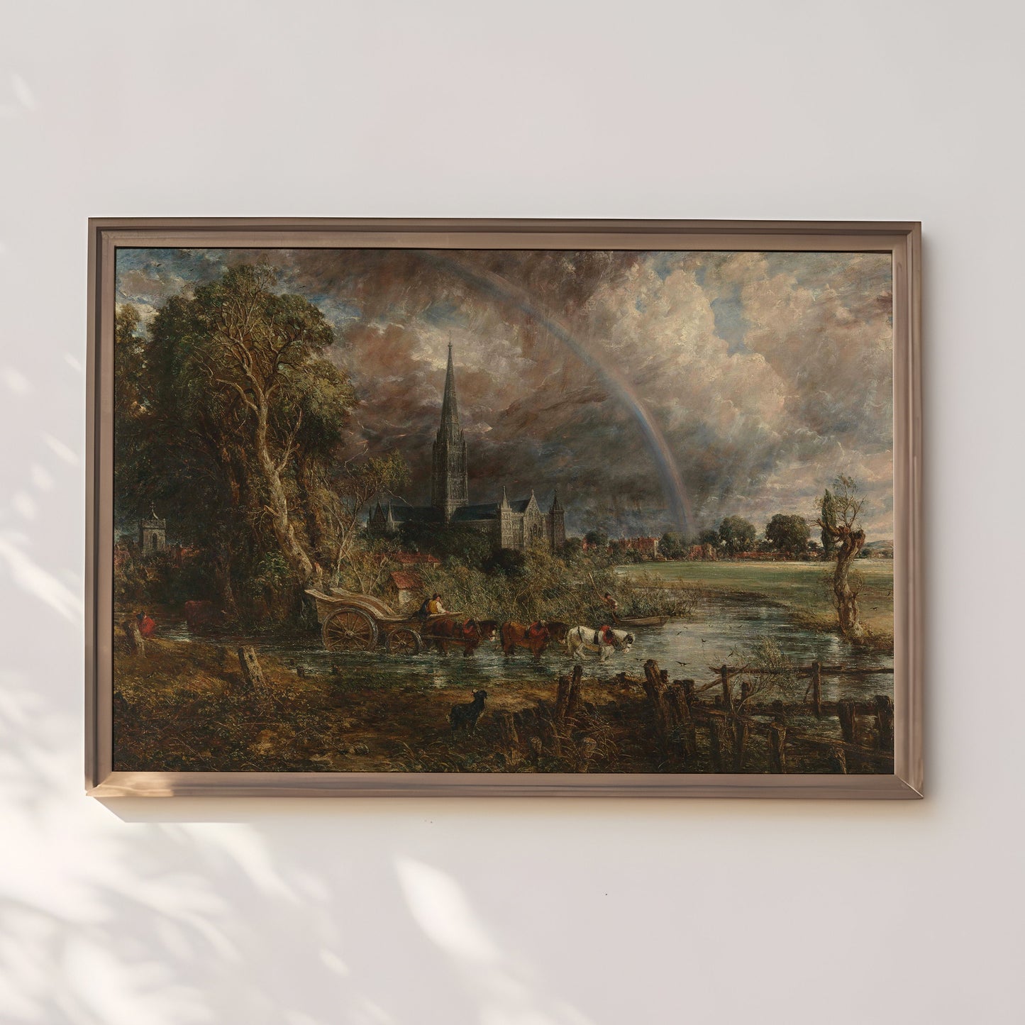 John Constable - Rainbow over Salisbury Cathedral , Original antique painting , vintage Printable fine art instant download , SKU 316JC