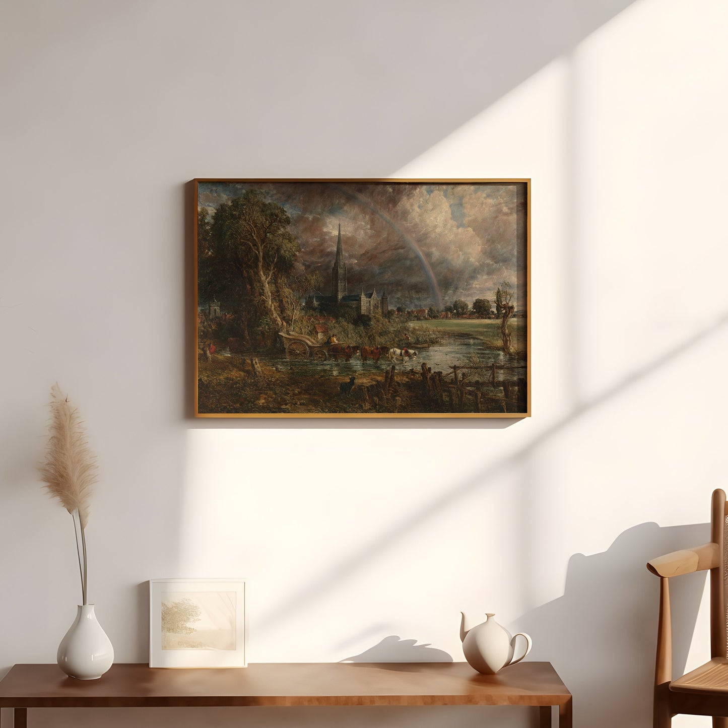 John Constable - Rainbow over Salisbury Cathedral , Original antique painting , vintage Printable fine art instant download , SKU 316JC