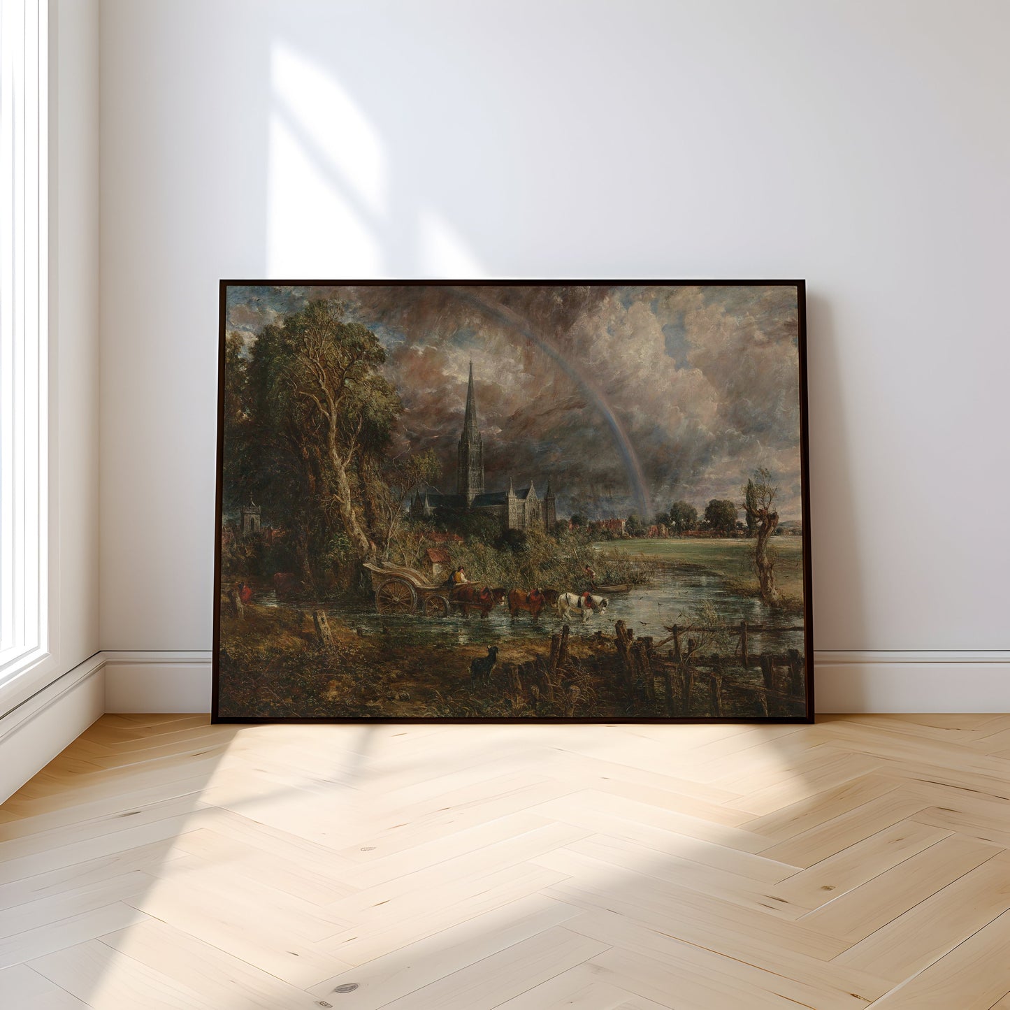 John Constable - Rainbow over Salisbury Cathedral , Original antique painting , vintage Printable fine art instant download , SKU 316JC