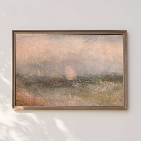 William Turner - Seascape original antique oil painting  vintage, Printable art  instant download, SKU  317JW
