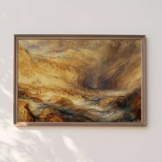 William Turner - Pass in Mountains, original antique oil painting  vintage, Printable art  instant download, SKU  322JWT