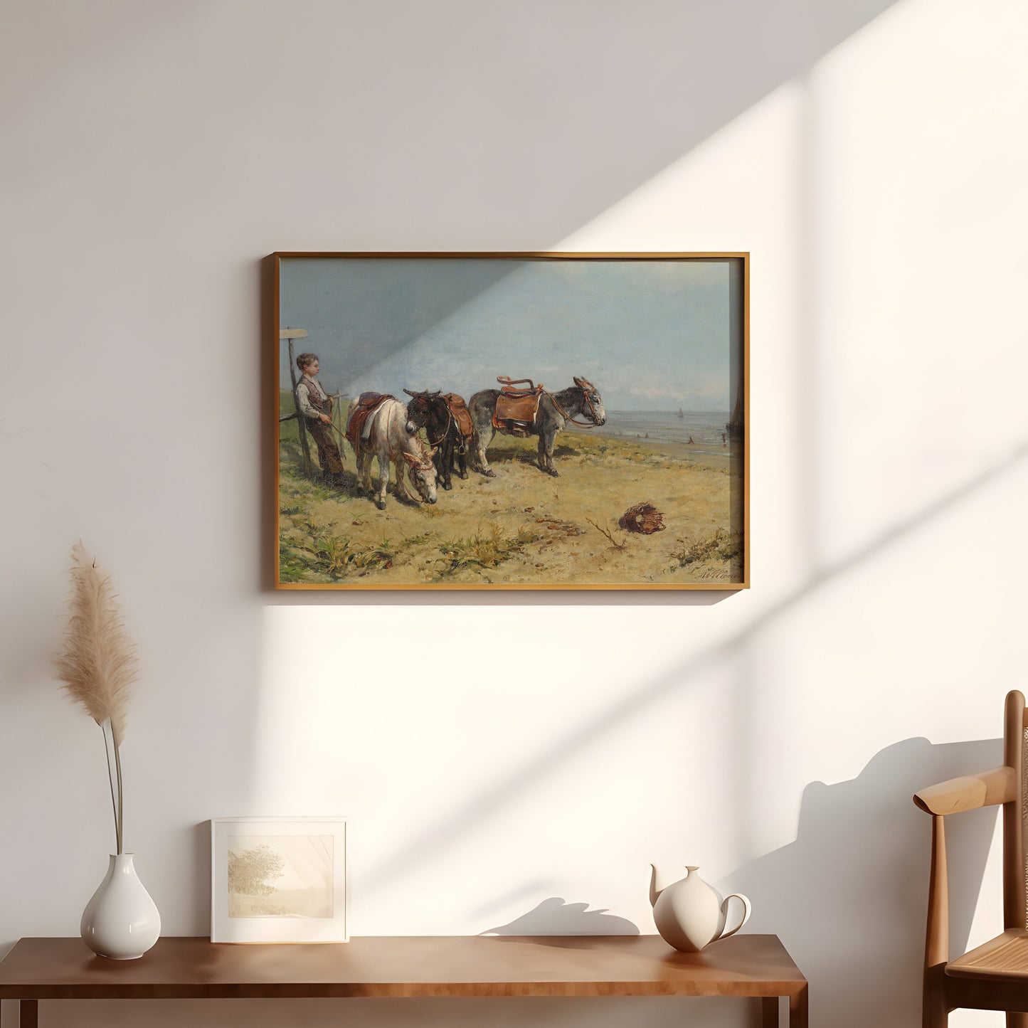Rustic Landscape, Willem Maris - Donkey Rider, 19th century Original vintage painting, Printable fine art instant download,  SKU  332WM