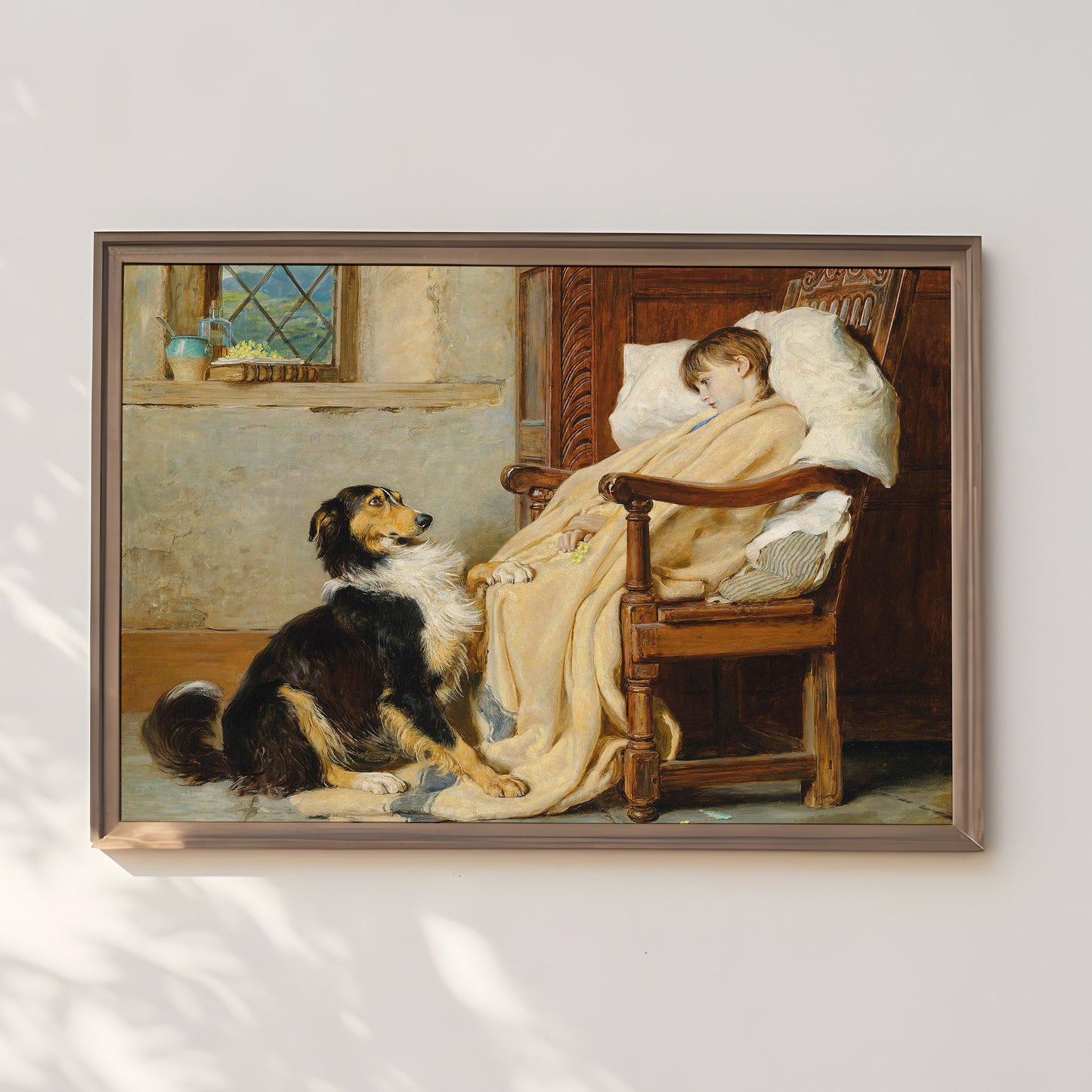Old Playfellows - Briton Riviere , Boy and Dog , 19th century original antique painting , vintage Printable art instant download , SKU 333BR