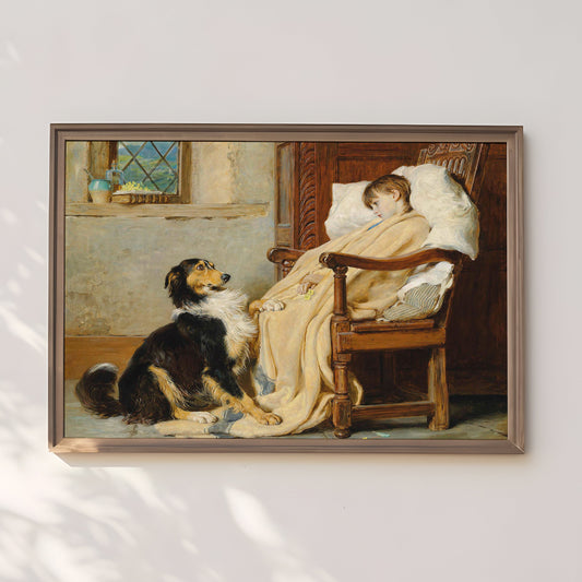 Old Playfellows - Briton Riviere , Boy and Dog , 19th century original antique painting , vintage Printable art instant download , SKU 333BR