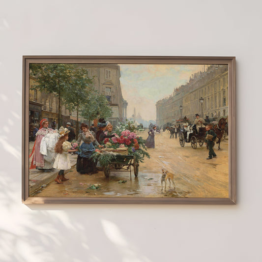 Louis Marie de Schryver - Royal Street, Paris, Original antique painting, vintage Printable art  instant download,  SKU  337LMS