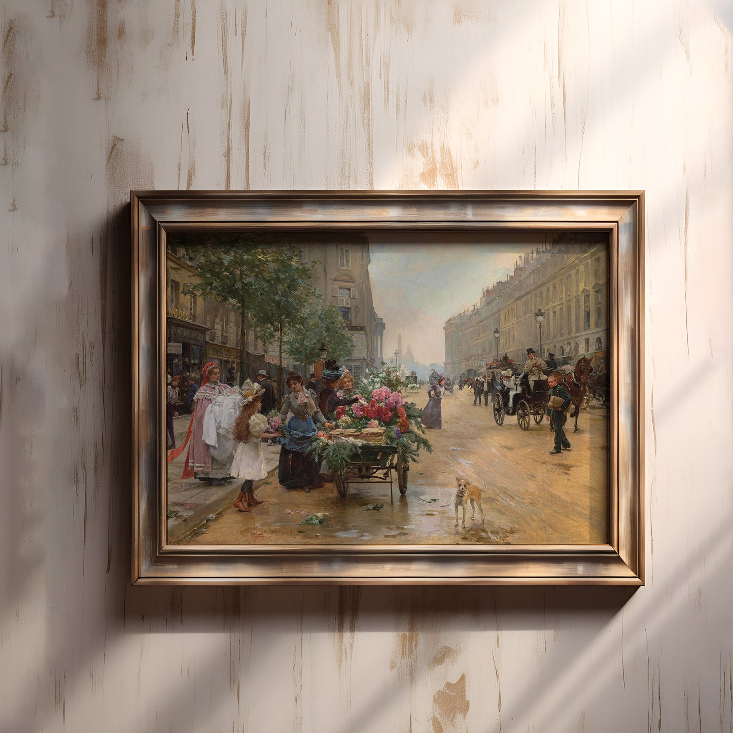 Louis Marie de Schryver - Royal Street, Paris, Original antique painting, vintage Printable art  instant download,  SKU  337LMS