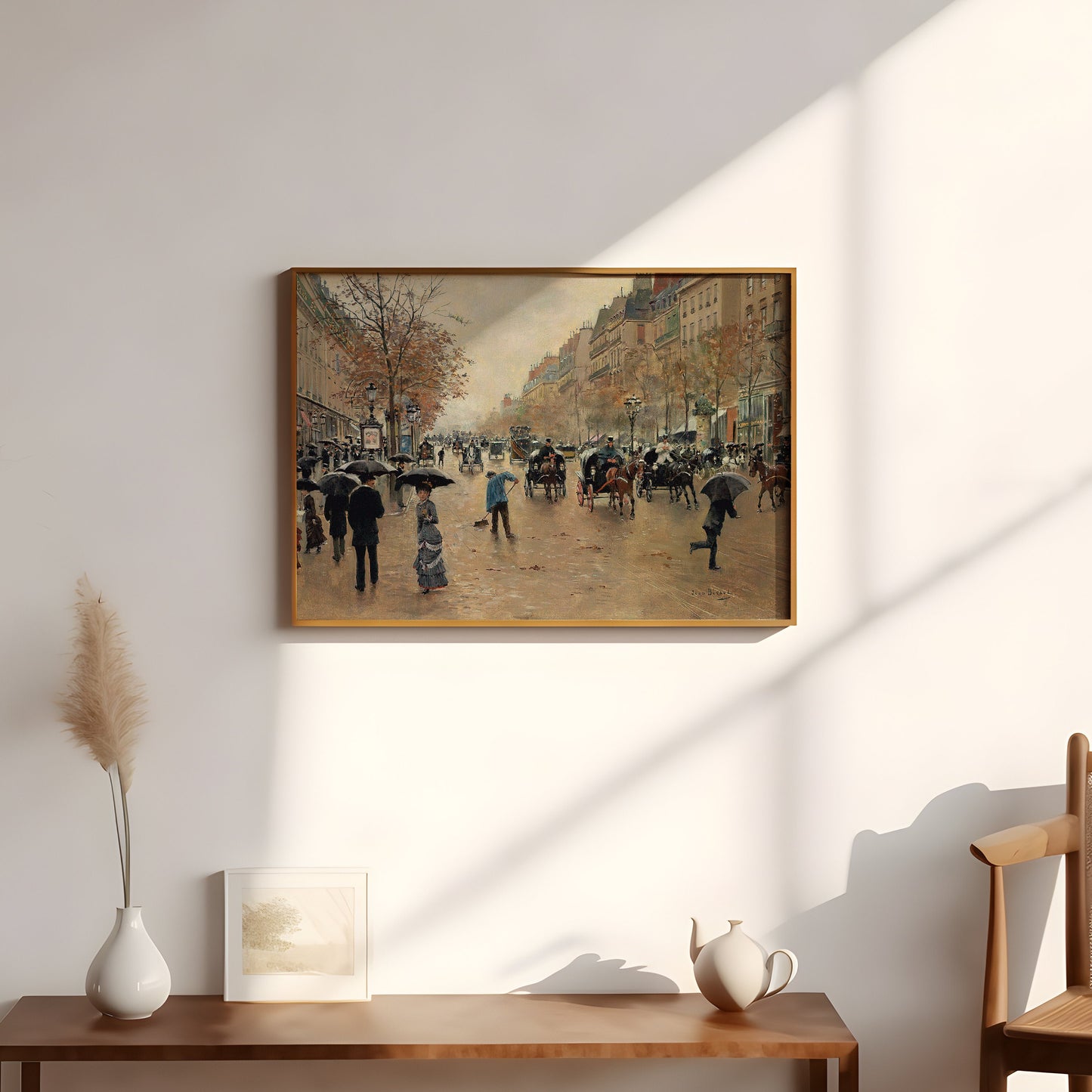 Jean Beraud - Autumn Boulevard in Paris, Original antique painting, vintage Printable art  instant download, SKU  338JB