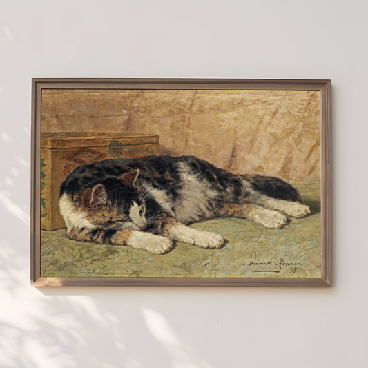 Henriette Ronner Knip -  Cat Nap, Original vintage painting, Printable fine art  instant download, SKU  339HRK