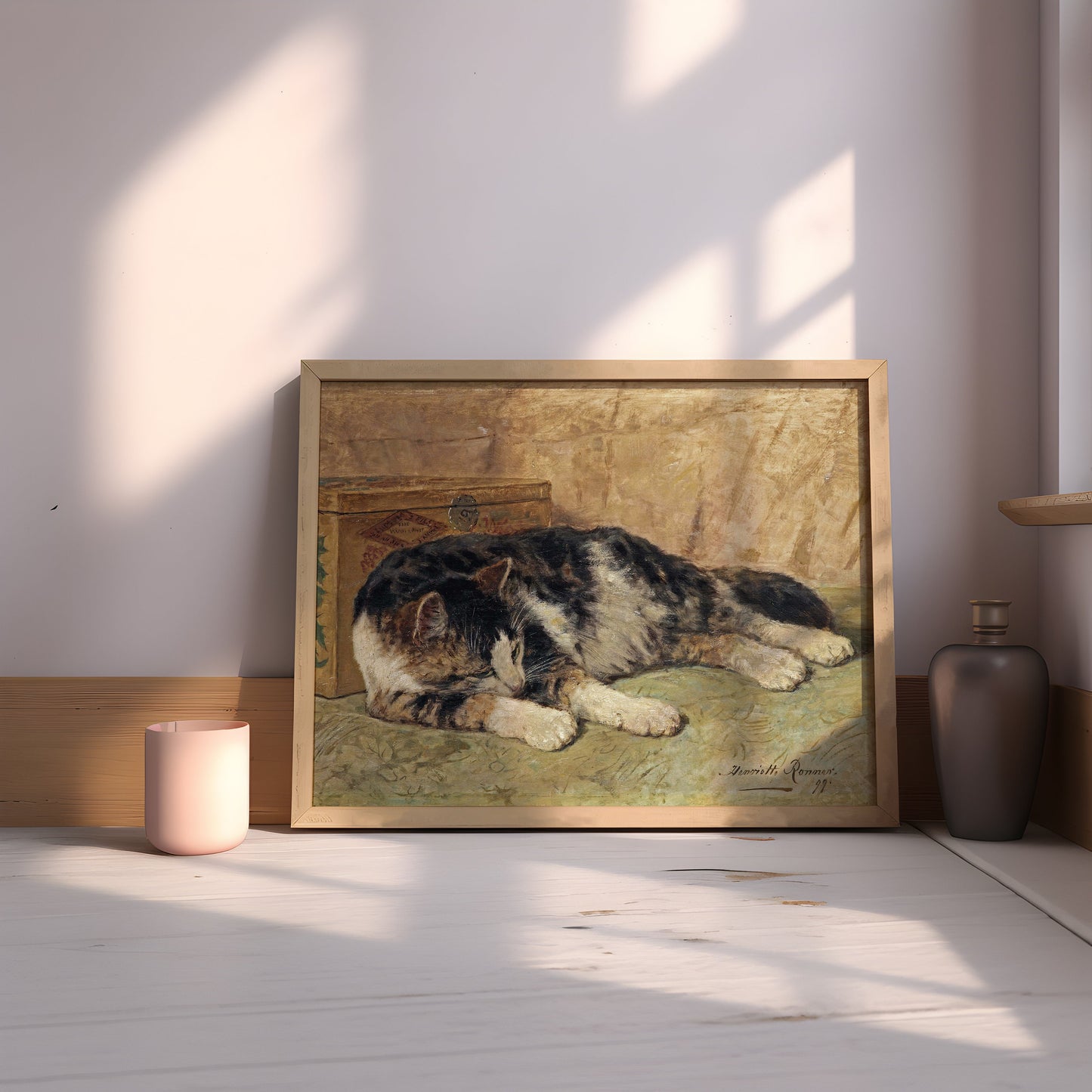 Henriette Ronner Knip -  Cat Nap, Original vintage painting, Printable fine art  instant download, SKU  339HRK