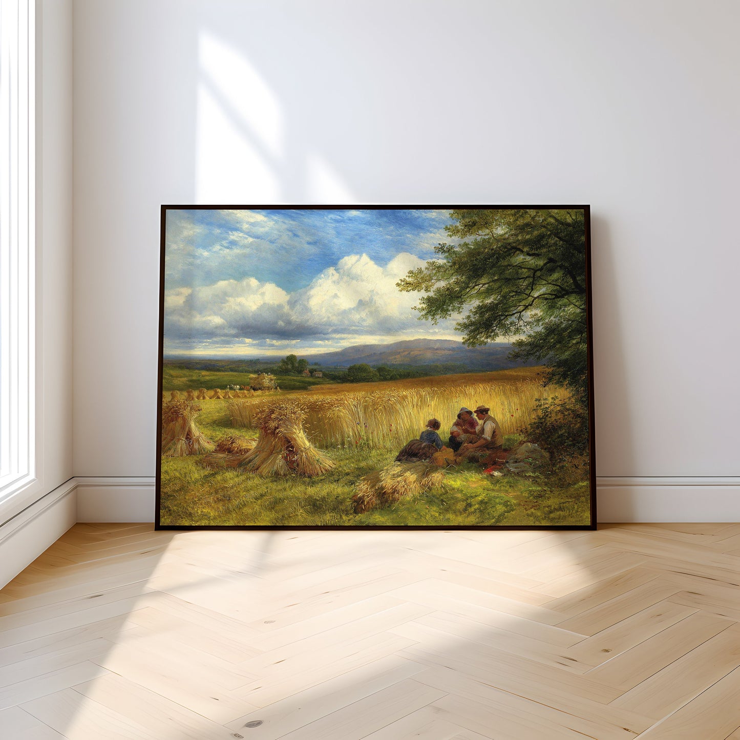 Rustic Landscape , Harvest Rest - George Cole , 19th century Original antique painting , vintage Printable art instant download , SKU 341GC