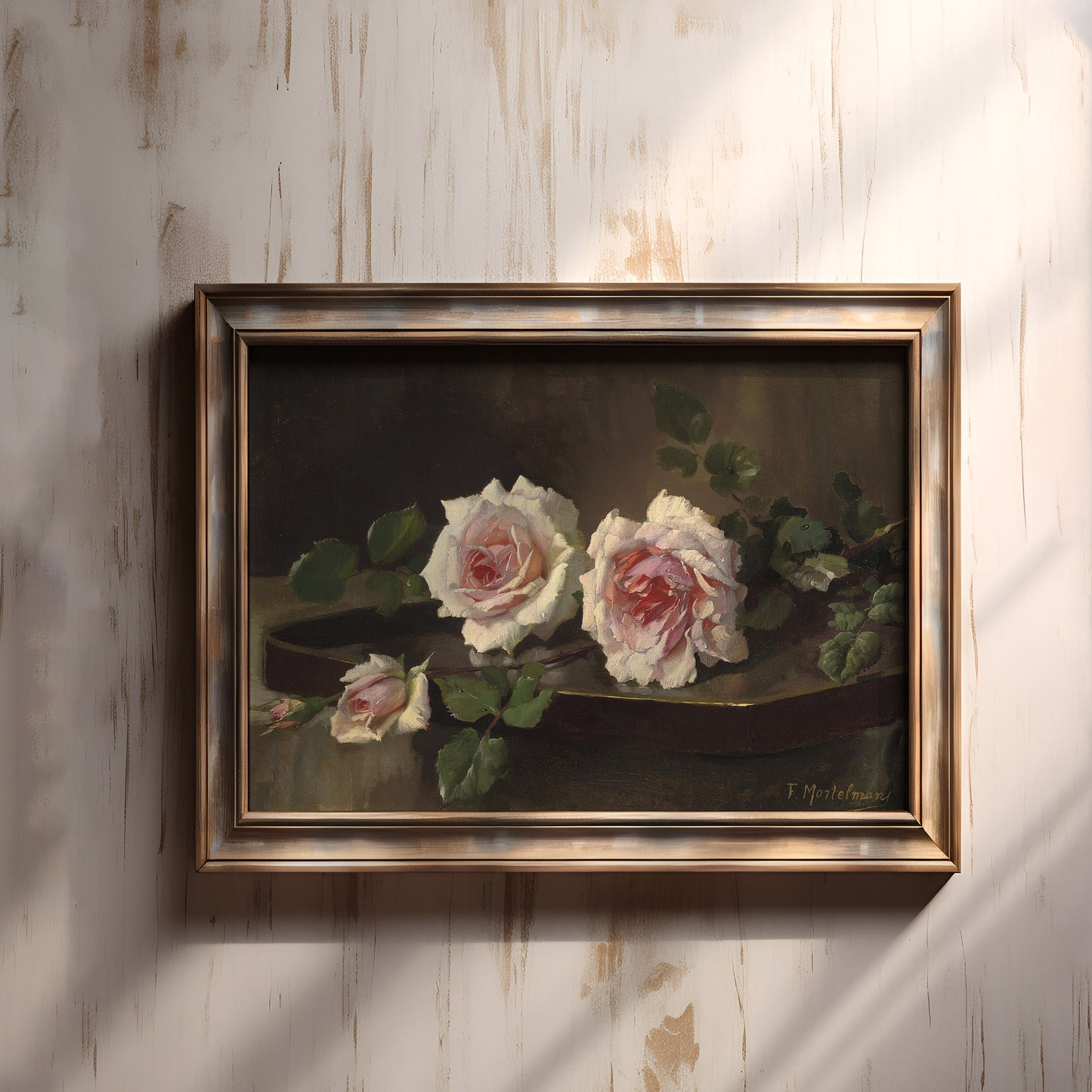 Still Life Flowers, Frans Mortelmans - Pink Roses, original antique fine art  vintage, Printable art  instant download, SKU  342FM